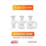 Kokuya Son Gama Esnek Lavabo Sifonu 3’Lü Paket – Q32 Çıkış – Yerli Üretim