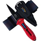 Kol Bandı + Pelajik Ranger Pro Şiş Kakıçlı Paslanmaz Çelik Zıpkıncı Dalış Outdoor Av Bıçağı - Kırmızı