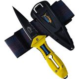 Kol Bandı + Pelajik Ranger Pro Şiş Kakıçlı Paslanmaz Çelik Zıpkıncı Dalış Outdoor Av Bıçağı - Sarı