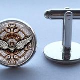 Kol Düğmesi Cam Yüzey Eagle Wings Lüks Hediye Parti Düğün Gömlek Takım