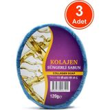 Kolajen Özlü Süngerli Sabun Banyo Duş Sabunu 120 G x 3 Adet