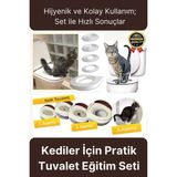 Kolay Kullanım Hijyenik Pratik Kum Kabı Yavru Yetişkin Kedi Wc Tuvalet Alıştırma Klozet Eğitim Seti - 10 x 15 cm - Açık Gri
