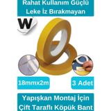 Kolay Kullanım İz Bırakmayan Su Sızdırmaz Yapışkan Montaj İçin Çift Taraflı Köpük Bant 2 mt 3 adet