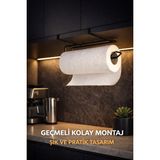 Kolay Montajlı Peçetelik Düzenleyici, Dolap Içi Geçmeli Metal Kağıt Havluluk Havlu Askısı Organizer - Siyah