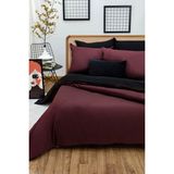 Kolay Ütü Battal Boy Nevresim Takımı (200X200 Siyah Lastikli Çarşaf+Yorgan Kılıfı+Y.kılıfı) Bordo - 200 x 200 cm