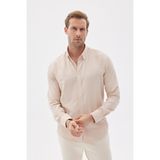 Kolay Ütülenebilir Oxford Erkek Bej Slim Fit Gömlek MARS36 - XL