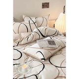 Kolay Ütülenir Nevresim Takımı Çift Kişilik Line Rondom Krem - 200 x 220 cm