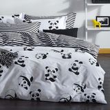 Kolay Ütülenir Nevresim Takımı Çift Kişilik Panda Beyaz
