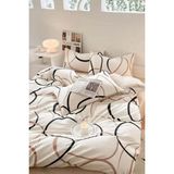Kolay Ütülenir Nevresim Takımı Tek Kişilik Line Rondom Krem - 160 x 220 cm