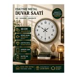 KOLAYEV 40 Cm Eskitme Metal Duvar Saati Sessiz Mekanizma Dekoratif Modern Salon Ofis Saati plt4005E