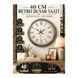 KOLAYEV 40 Cm Eskitme Metal Retro Duvar Saati Roma Rakamlı Sessiz Mekanizma Dekoratif Saat plt4055E
