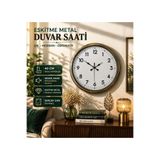 KOLAYEV 40 Cm Gold Çerçeveli Duvar Saati Modern Şık Dekoratif Ev Salon Ofis Saati