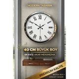 KOLAYEV 40 Cm Krom Duvar Saati Roma Rakamlı Metal Modern Büyük Boy Sessiz Mekanizma Dekoratif Saat plt-4054K