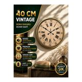 KOLAYEV 40 Cm Vintage Eskitme Gold Roma Rakamlı Duvar Saati Sessiz Mekanizma Dekoratif plt4065E