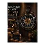 KOLAYEV 60 Cm Köstekli Çarklı Duvar Saati Premium Metal Vintage Dekoratif Salon Ofis Restoran Saati ath1234