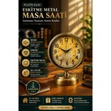 KOLAYEV Eskitme Metal Masa Saati Sessiz Mekanizmalı Vintage Dekoratif Masaüstü Saat 25x20 Cm