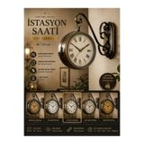 KOLAYEV Eskitme Metal Retro İstasyon Saati 36x25 Cm Çift Taraflı Dekoratif Duvar Saati Vintage Tasarım plt12987