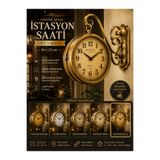 KOLAYEV Eskitme Metal Retro İstasyon Saati 36x25 Cm Çift Taraflı Dekoratif Duvar Saati Vintage Tasarım
