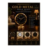 KOLAYEV Gold Metal Masa Saati Dekoratif Sessiz Akar Modern Vintage Ofis Salon Saat 25x20 Cm plt5691