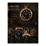 KOLAYEV History Metalize Duvar Saati Gümüş Siyah Dekoratif Premium Salon Ofis Saati 33x42 Cm atg517
