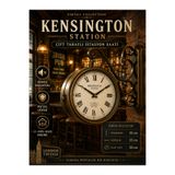 KOLAYEV Kensington Station Çift Taraflı İstasyon Saati 36x25 Cm Eskitme Metal Duvar Saati Vintage Dekoratif Saat