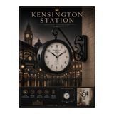 KOLAYEV Kensington Station Çift Taraflı Metal Duvar Saati 36x25 cm Heritage Collection Siyah İstasyon Saati kes568
