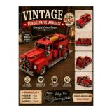 KOLAYEV Vintage Ford İtfaiye Arabası Dekoratif Metal Obje – El Yapımı Eskitme Tasarım Büyük Boy 41 Cm Kırmızı mnk44478