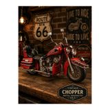KOLAYEV Vintage Kırmızı Chopper Motosiklet Metal Dekoratif Obje 28 cm El Yapımı Retro Motor Modeli mnk289