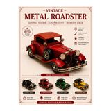 KOLAYEV Vintage Metal Roadster Dekoratif Araba Biblosu – El Yapımı Nostaljik Model Kırmızı mnk3492