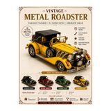 KOLAYEV Vintage Metal Roadster Dekoratif Araba Biblosu – El Yapımı Nostaljik Model Sarı mnk3492