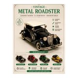 KOLAYEV Vintage Metal Roadster Dekoratif Araba Biblosu – El Yapımı Nostaljik Model Siyah mnk3492