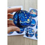 Kolbi Craft 12 Adet Vitray Van Gogh Sticker Seti Bullet Journal Laptop Termos Scrapbook Renkli Cam Yuvarlak