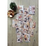 Kolbi Craft 15 Adet Eskitme Vintage Kahve Fincan Temalı Scrapbook Kağıt Seti Bullet Journal Dekupaj Kağıdı - Çok Renkli