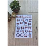 Kolbi Craft 2 Sayfa 23 Adet Çiçekli Tabela Sticker Seti Ahlap Çiçekli Tabela Sticker Vintage Sticker