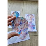 Kolbi Craft 6 Adet Vitray Pembe Sticker Seti Bullet Journal Laptop Termos Scrapbook Renkli Cam Yuvarlak Sticker