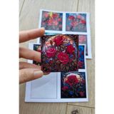 Kolbi Craft 8 Adet Vitray Kırmızı Gül Sticker Seti Bullet Journal Laptop Termos Renkli Cam Kare Sticker