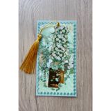 Kolbi Craft Beyaz Güllü Vazo Van Gogh Püsküllü Altın Renk Metal Kitap Ayracı Hediyelik Sanatsal
