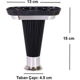 Koldoor Akça Siyah Krom Mobilya - Tv Ünitesi- Komidin - Sehpa Ayağı 15 cm 16 Adet - 016