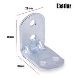 Koldoor Metal Mobilya Dolap Köşe Bağlantı L Gönye Sabitleme 30X30X22 mm 50 Adet - Krom - 050
