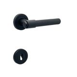 Koldoor Punch Mat Siyah Rozetli Oda Kapı Kolu 4 Takım