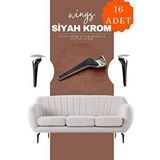 Koldoor Wings Krom Siyah Mobilya Koltuk Ayağı Chester Komidin Tv Ünitesi Vestiyer Ayağı 21 Cm 16 Adet