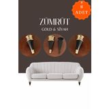 Koldoor Zümrüt Gold Siyah Mobilya Koltuk Ayağı Chester Komidin Tv Ünitesi Vestiyer Ayağı 17 Cm 8 Adet