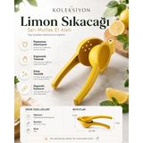 Koleksiyon Sarı Alüminyum Limon Sıkacağı, 22 x 5 x 7 cm D-BRN019 / Ergonomik Tutamaklı, Paslanmaz Alüminyum, Kolay Temizlenir, Kompakt Tasarım, Narenciye Için Ideal