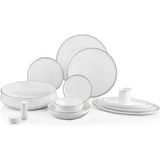 Koleksiyon Sufi Altın Rengi Kenarlı Beyaz Bone China 12 Kişilik 55 Parça Yemek Takımı - Standart