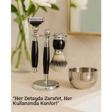 Koleksiyon Tıraş Seti – 304 Cerrahi Çelik & Kemik Saplı | Çift Cidarlı Tıraş Tası Icardi Collection 722192 - SIYAH