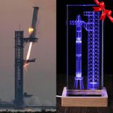 【Koleksiyoncu Hediyeleri】 SpaceX Yıldız Gemisi Kristal Lambası, 3D Lazerle Kazınmış Roket Gece Lambası, Uzay Meraklıları, Bilim Kurgu Hayranları ve Mars Hayalperestleri için Mükemmel Hediye (Normal)