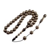 Koleksiyonluk Özel Seri Full Gümüş İşlemeli Küre Kesim 19x19 mm Ateş Kehribarı Sistem Püsküllü Tesbih