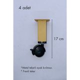 kolexonline 17 cm Tekerli Masa Ayağı, Metal Kırılmaz, 4 Adet Frenli, 360 Derece Dönebilen Kırılmaz Teker Çam Renk