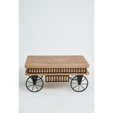 kolexonline Akıllı Sehpa Çam Renk Tekerli Çekmeceli Modern Tasarım 90x60 cm - Antik Çam