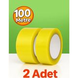 Koli Bandı (2'li Set) 45 mm x 100 mt Şeffaf Güçlü Yapışkanlı Kopmayan Bant - 2 Adet